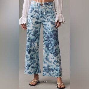 Maeve Ettie High Rise Crop Pant Blue 24 wide leg